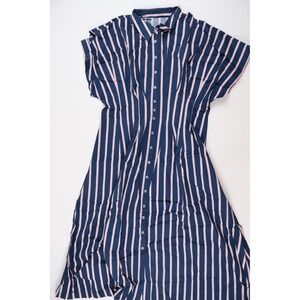 ebossy Shirt Dress Striped Navy Pink Large NWT
